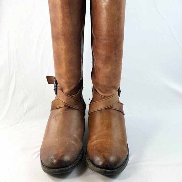 Vince Camuto Women's Knee High Riding Boots Brown Distressed Leather  Size 6.5 - Picture 3 of 11